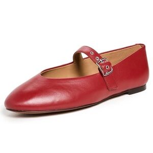 Madewell The Remy Red Leather Mary Jane Flats